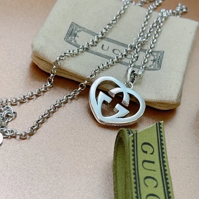 Gucci GG Heart Interlocking G Silver-Tone Necklace 6
