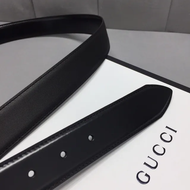 حزام Gucci GG Marmont أسود ذهبي Interlocking Double G Buckle Green-Red-Green Web Stripe من جلد 7