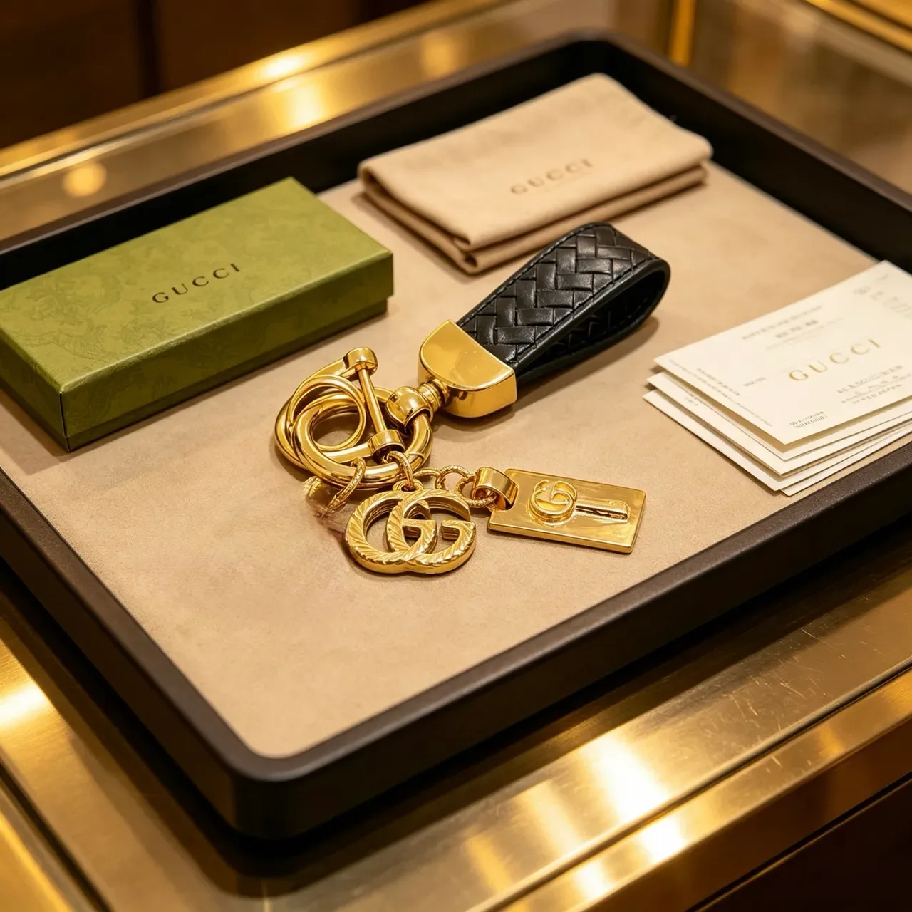 Gucci GG Marmont Bolsa de Sela Preto Dourado Couro Trançado Hardware 3