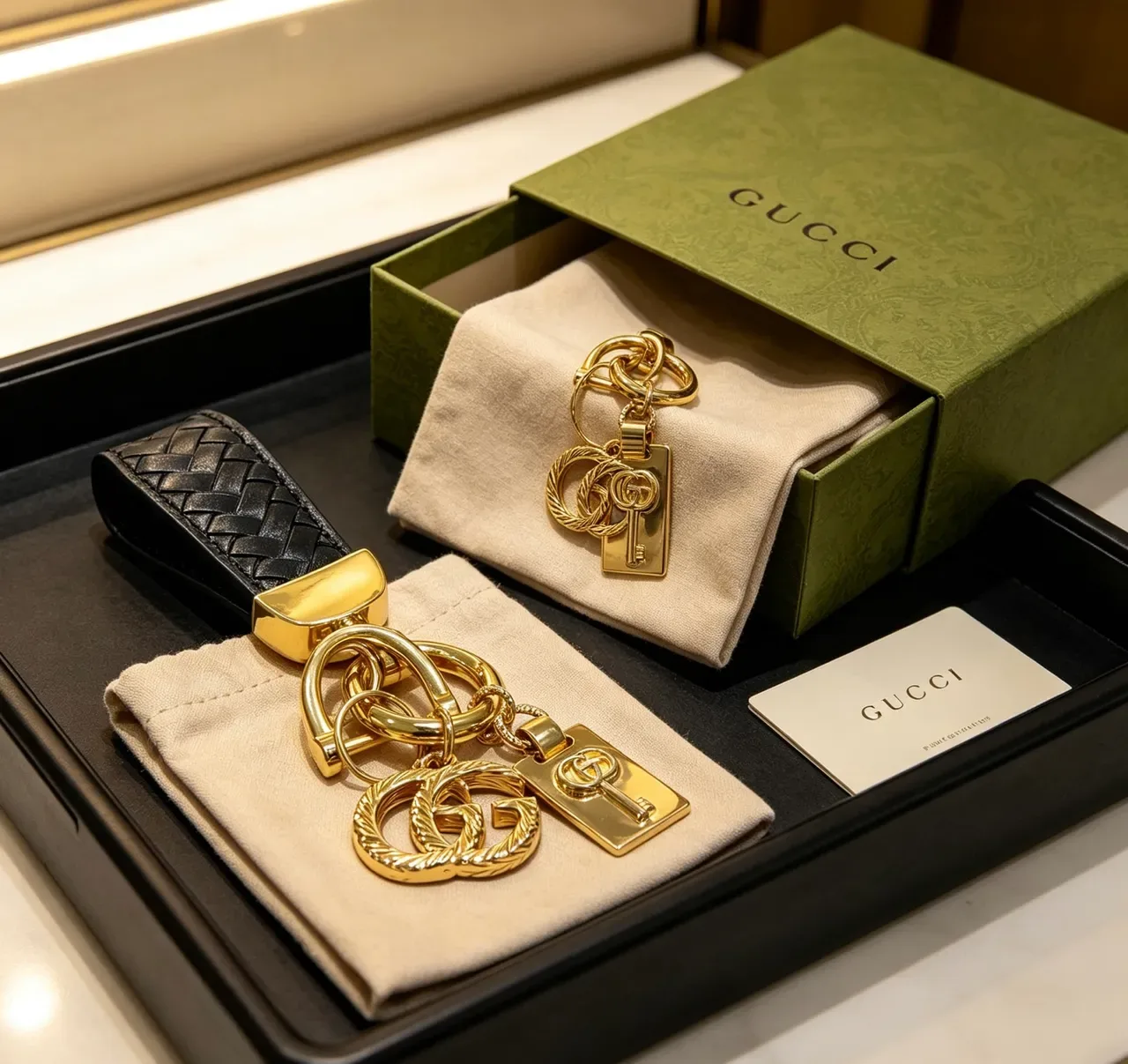 Gucci GG Marmont Bolsa de Sela Preto Dourado Couro Trançado Hardware 6