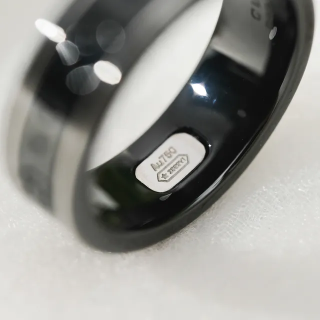 Gucci GG Marmont Black Silver Ceramic Band Interlocking G Motif Ring 3