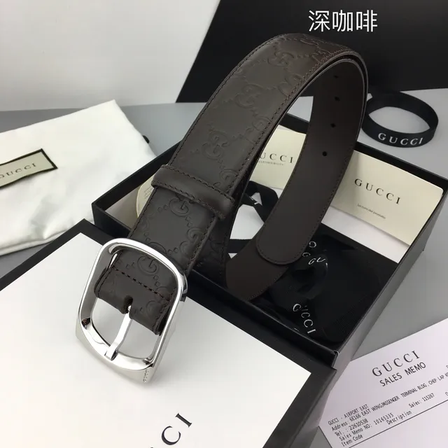 Gucci GG Marmont حزام جلدي بني قهوة عميق 4