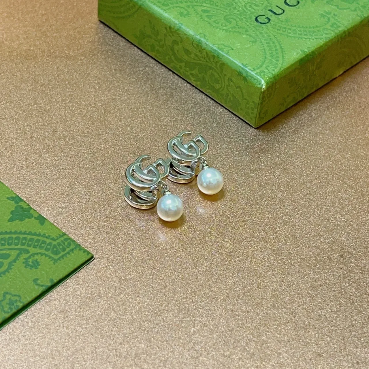 Gucci GG Marmont Interlocking G Pearl Drop Earrings 3