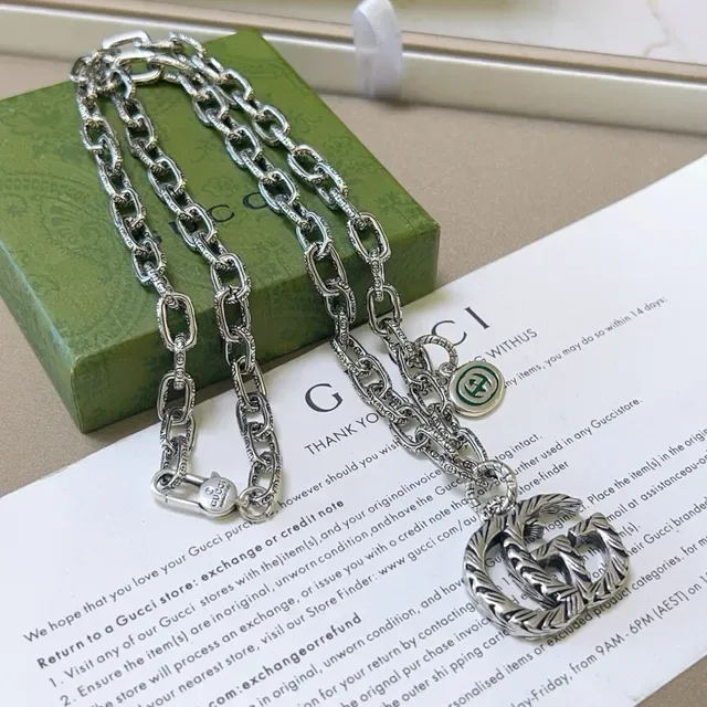Gucci GG Marmont Interlocking G Rope-Textured Chain Necklace 6