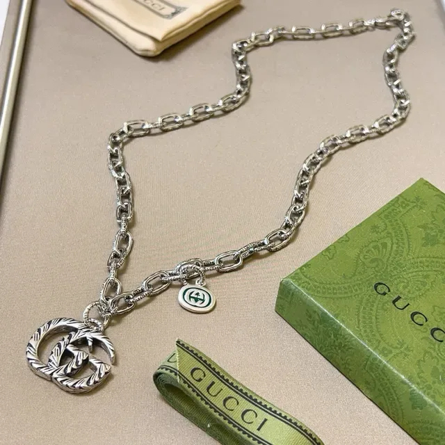 Gucci GG Marmont Interlocking G Rope-Textured Chain Necklace 8