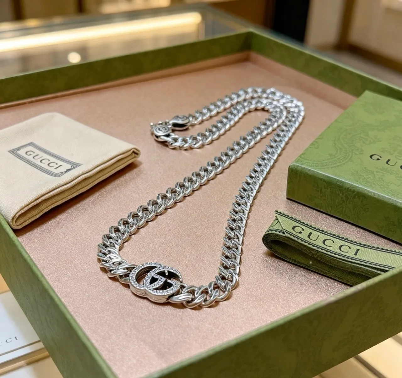 Collier Gucci GG Marmont Pavé Interlocking G Chaîne Curb 2