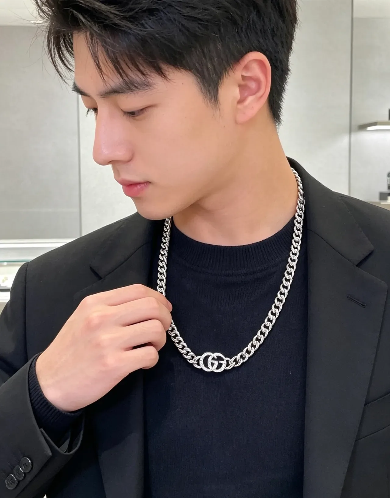 Collier Gucci GG Marmont Pavé Interlocking G Chaîne Curb 3