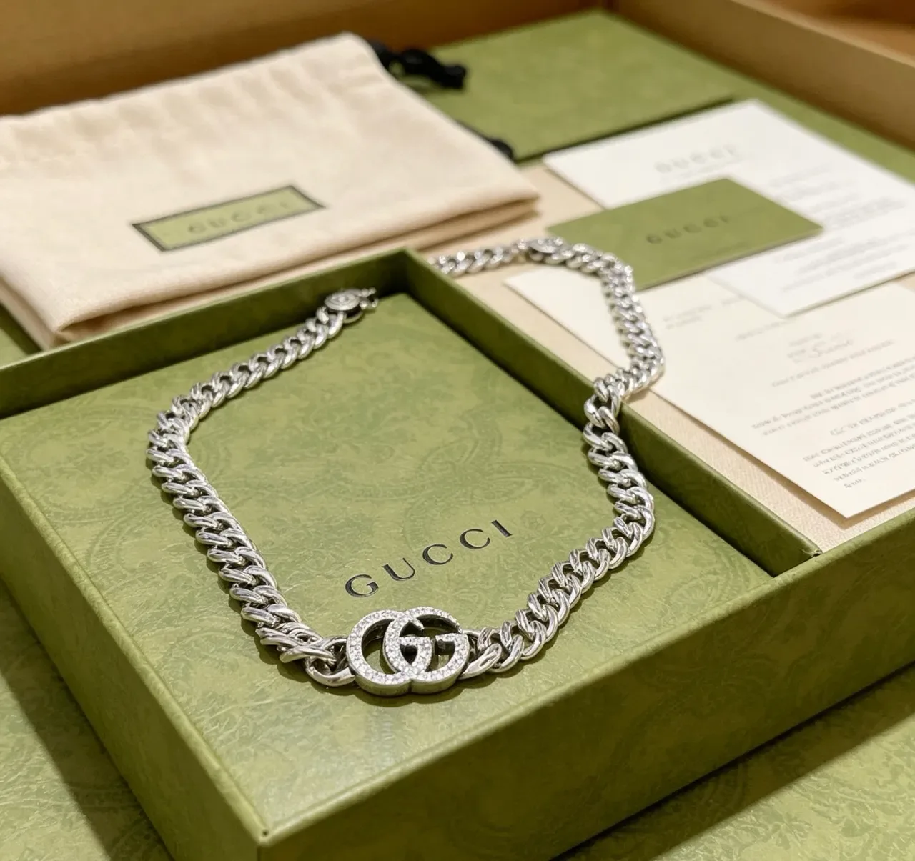 Collier Gucci GG Marmont Pavé Interlocking G Chaîne Curb 4