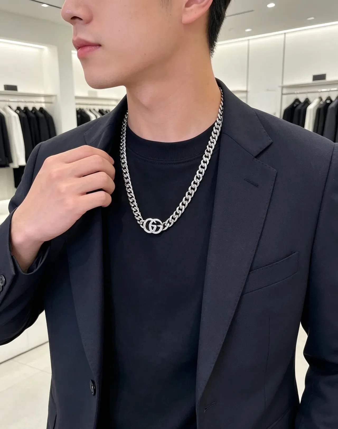 Collier Gucci GG Marmont Pavé Interlocking G Chaîne Curb 5