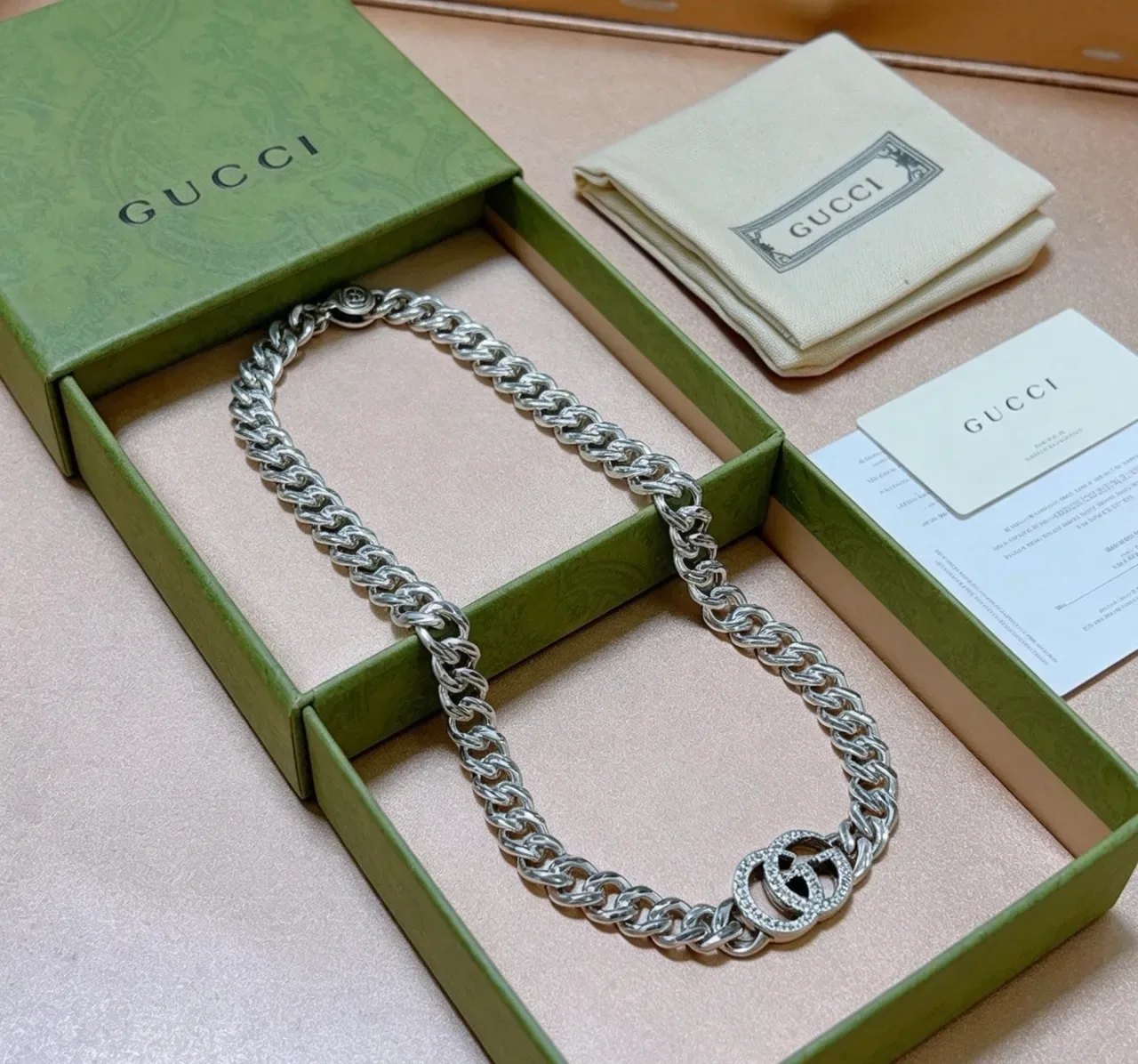 Collier Gucci GG Marmont Pavé Interlocking G Chaîne Curb 6