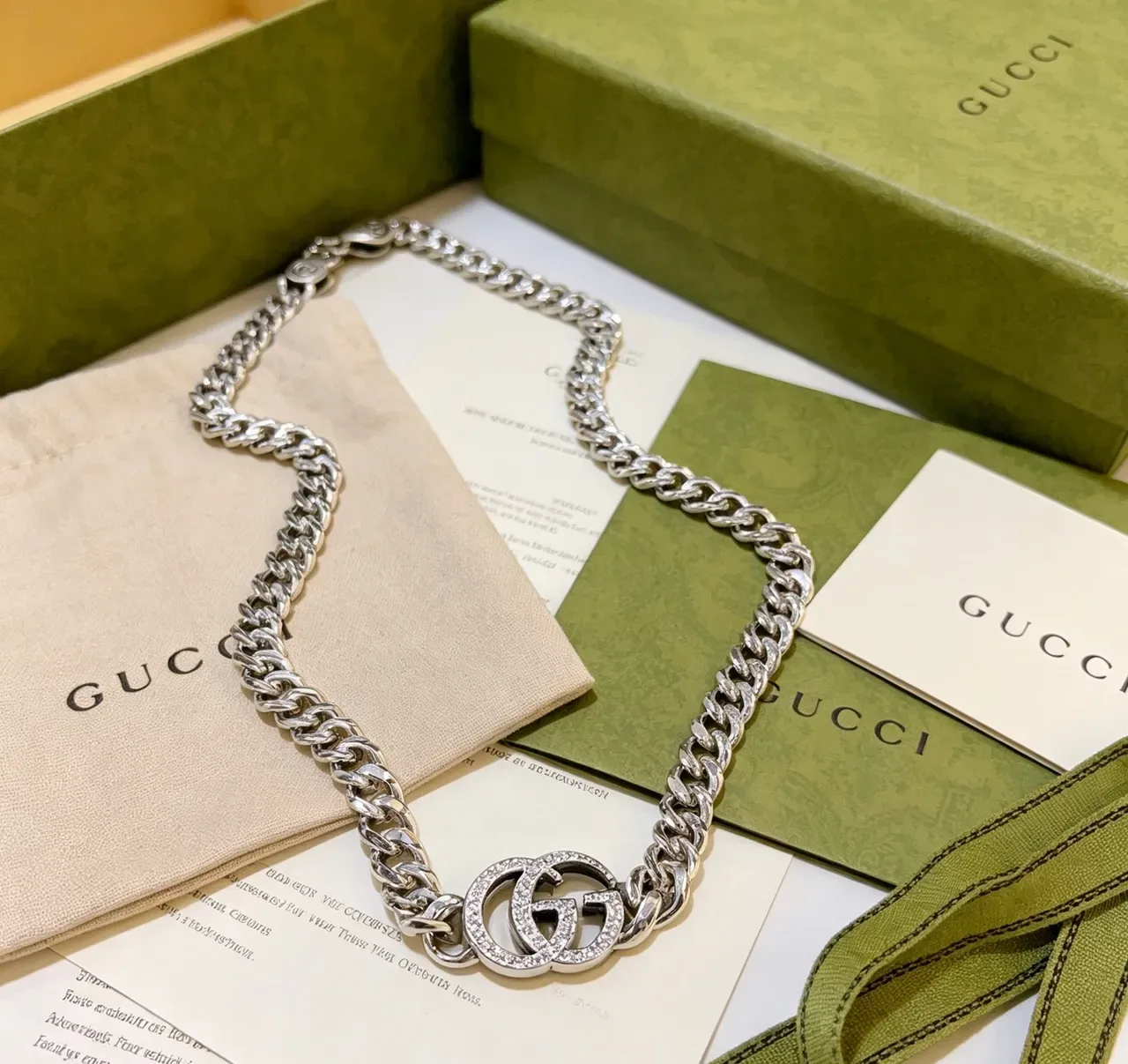 Collier Gucci GG Marmont Pavé Interlocking G Chaîne Curb 7