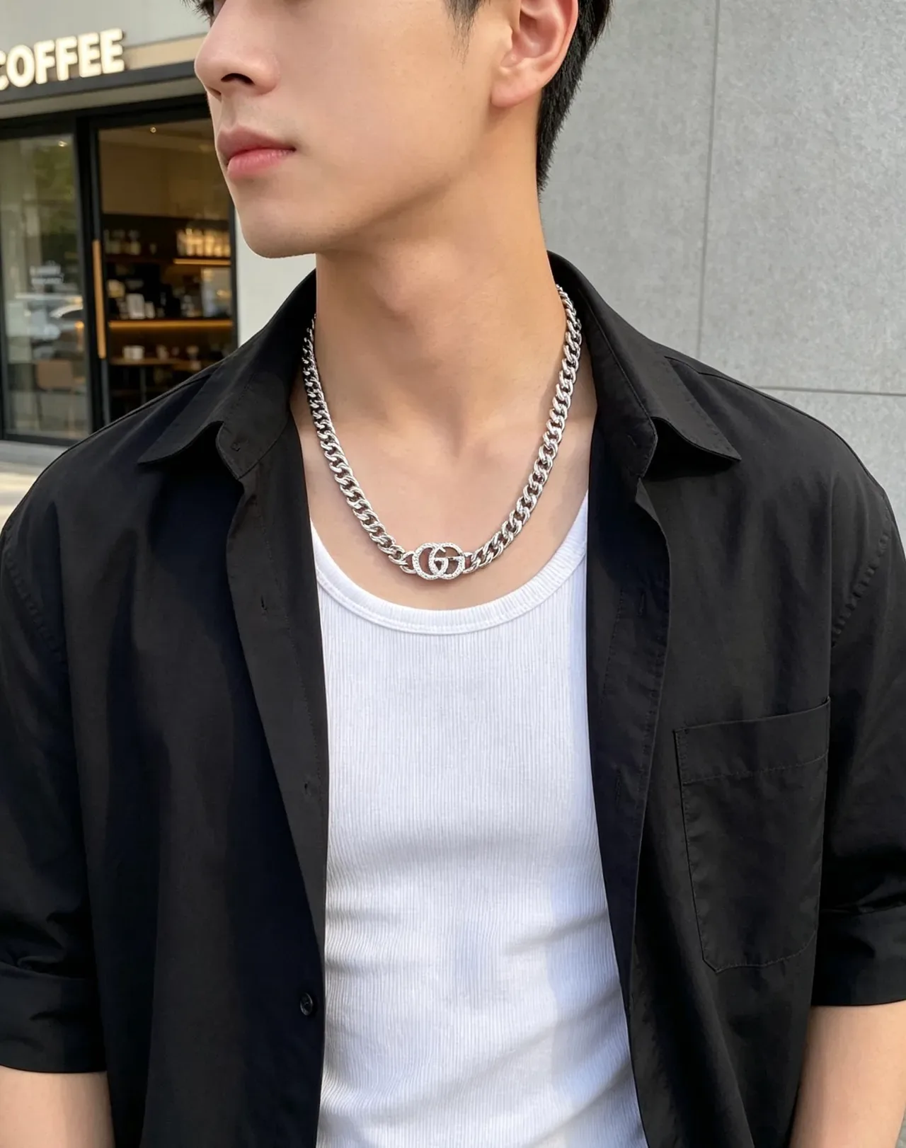 Collier Gucci GG Marmont Pavé Interlocking G Chaîne Curb 8