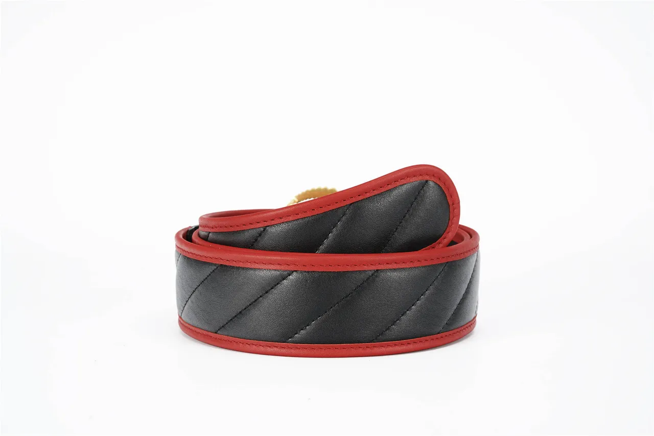 Gucci GG Marmont 绗缝黑色和红色皮革腰带 6