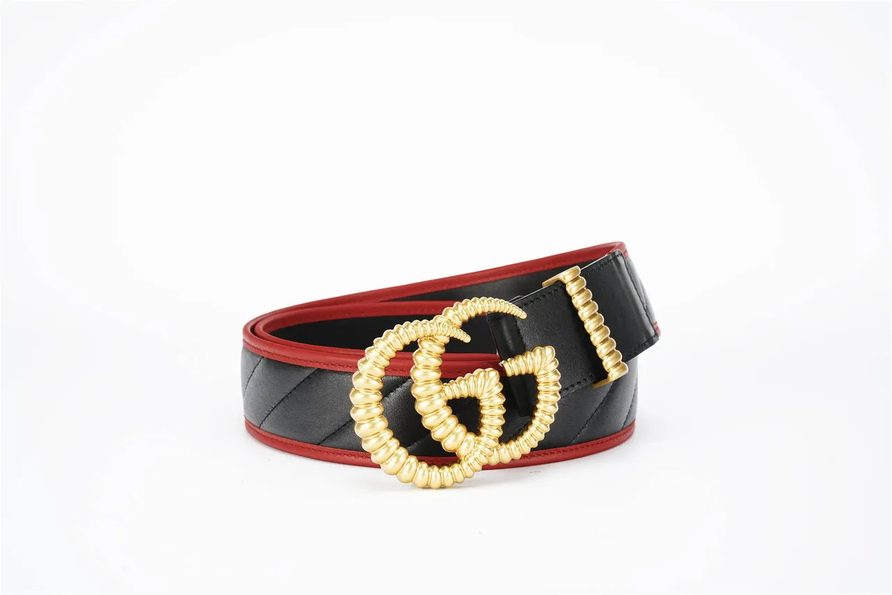 Gucci GG Marmont 绗缝黑色和红色皮革腰带 7