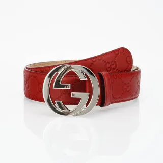 Gucci GG Marmont Cinturón de cuero rojo
