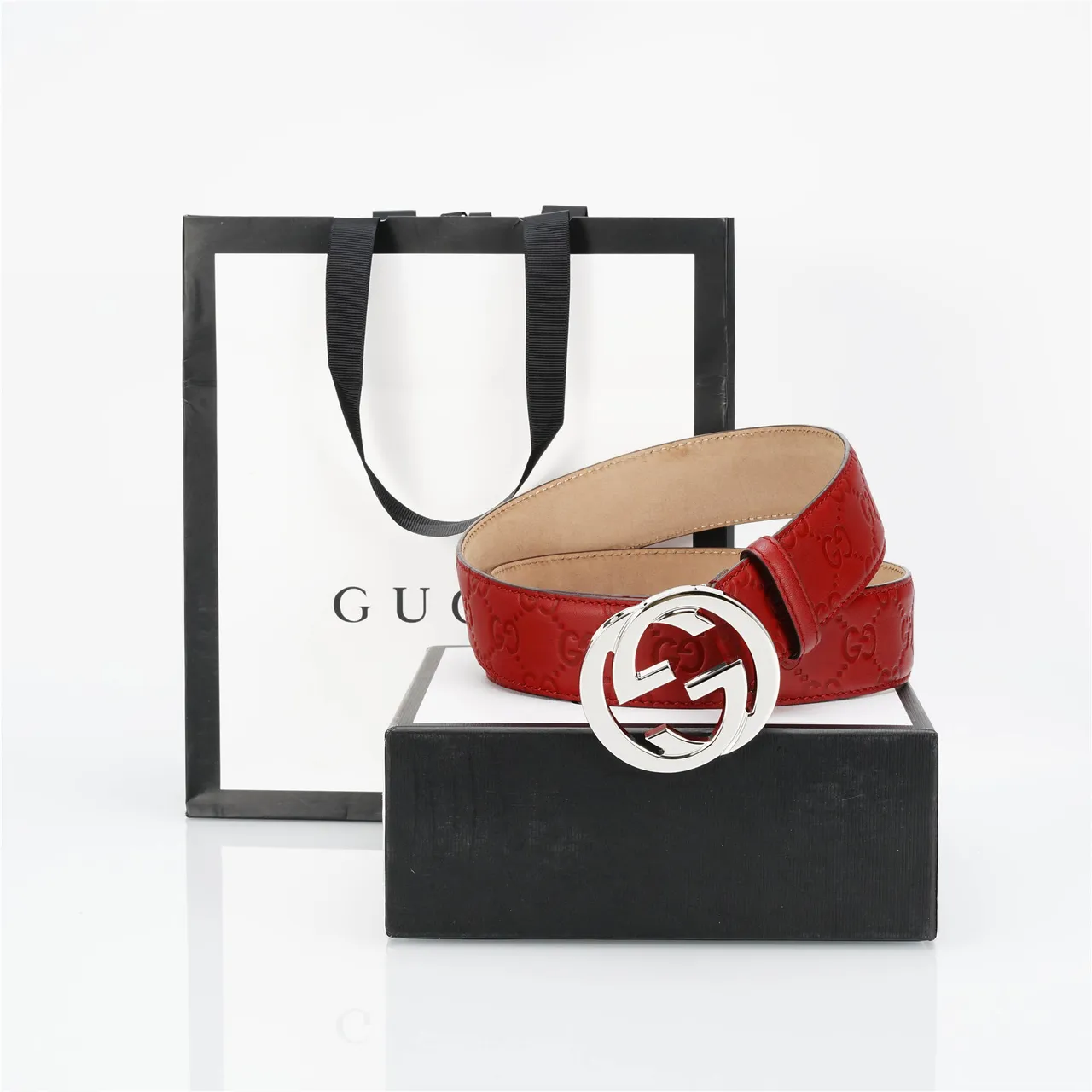 Gucci GG Marmont Ceinture en cuir rouge 4