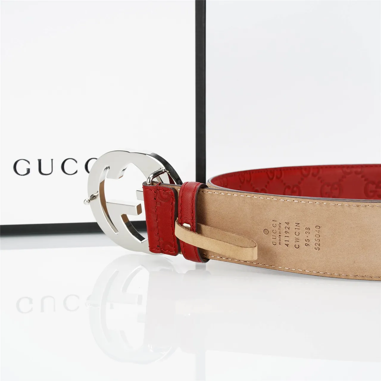Gucci GG Marmont Ceinture en cuir rouge 5