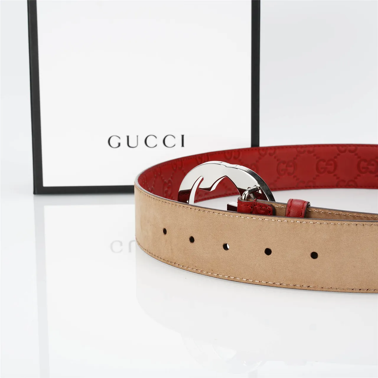 Gucci GG Marmont Ceinture en cuir rouge 6