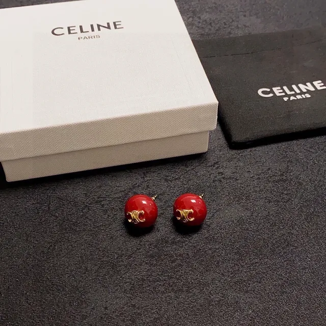 Gucci GG Red Glossy Spherical Stud Earrings 2
