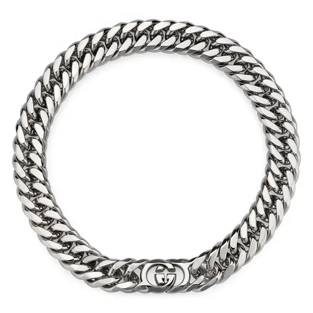 سوارة Gucci سلاسل كيرب-لينك ذهبية متشابكة قفل مزدوج-جي 8