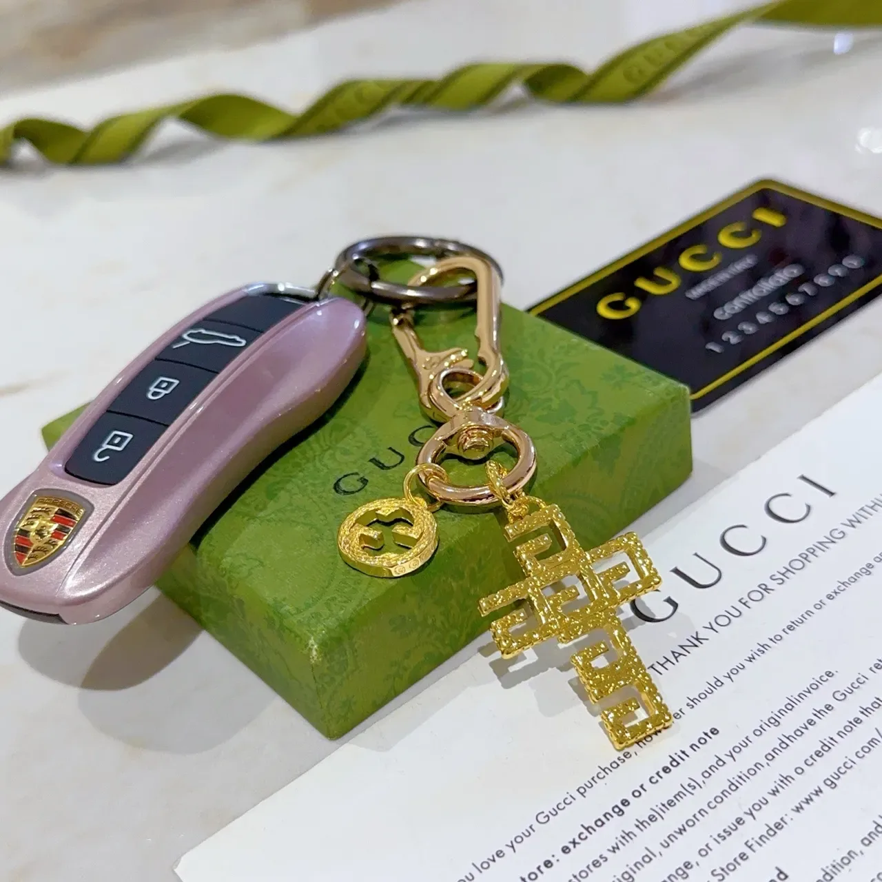 Gucci Or Vert Métal Interlocking G Logo Bracelet 6