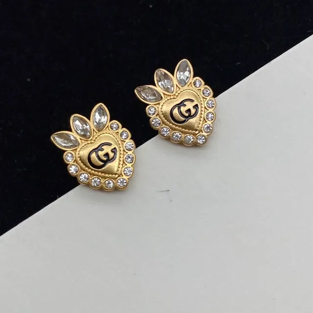 Gucci Collar con colgante de corazón transparente dorado 3