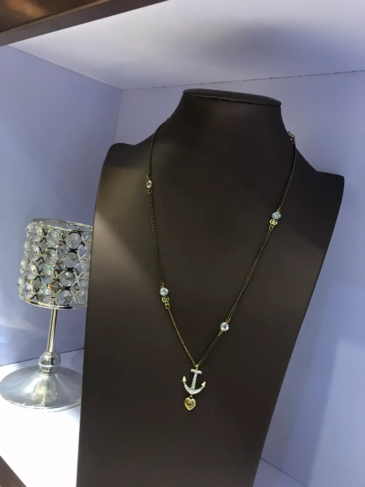 Gucci Gold White Chain Anchor Pendant Necklace 7