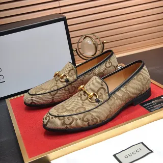 Gucci Horsebit 1955 বেইজ কালো GG Monogram ক্যানভাস বাকল লোফার