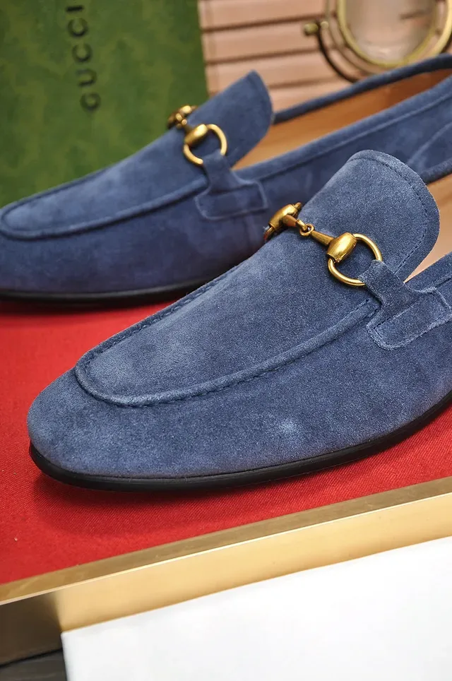 Gucci Horsebit 1955 Blue Suede Loafers 3