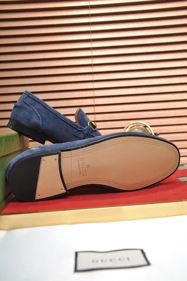 Gucci Horsebit 1955 Blue Suede Loafers 4
