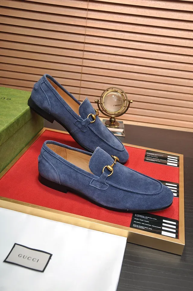 Gucci Horsebit 1955 Blue Suede Loafers 5