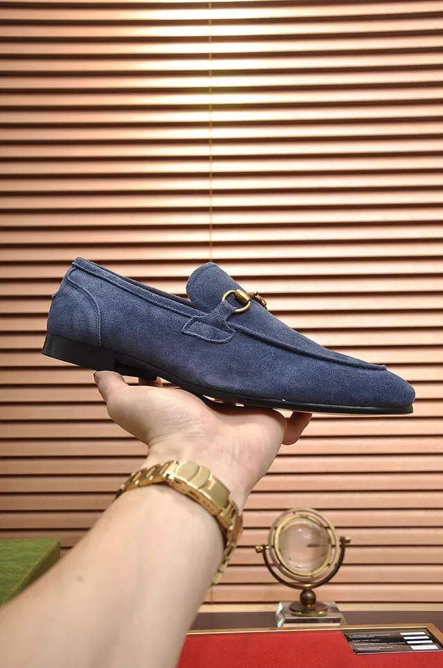 Gucci Horsebit 1955 Blue Suede Loafers 7