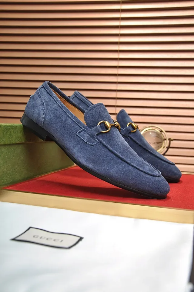 Gucci Horsebit 1955 Blue Suede Loafers 9