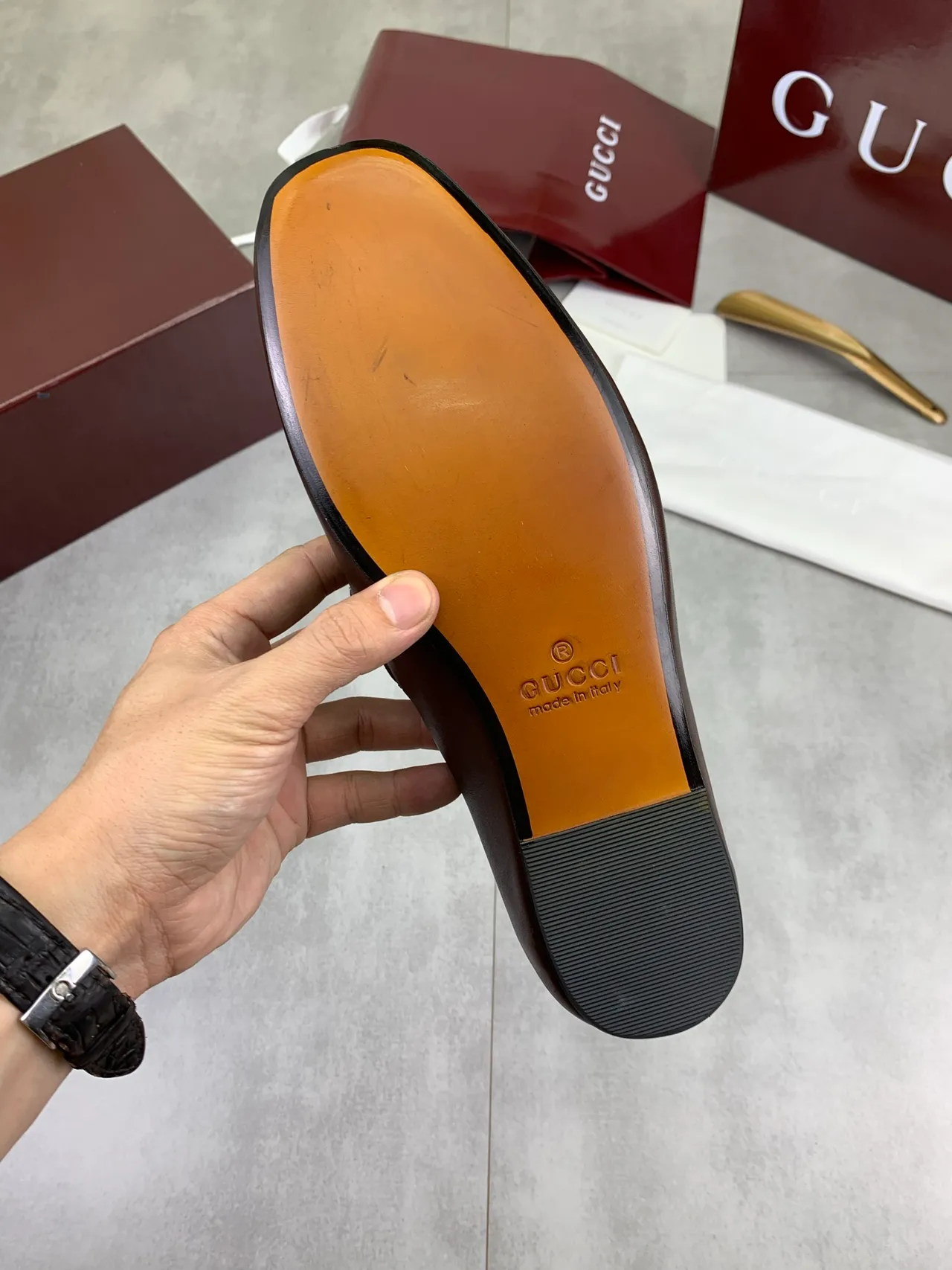 Gucci Horsebit 1955 Mocassins de couro marrom com Horsebit 3