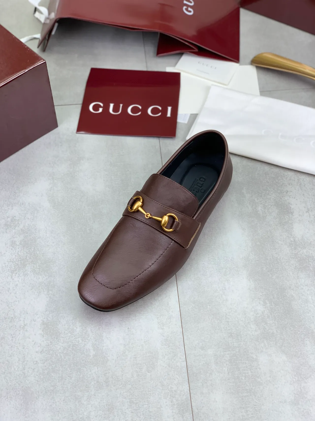 Gucci Horsebit 1955 Mocassins de couro marrom com Horsebit 4
