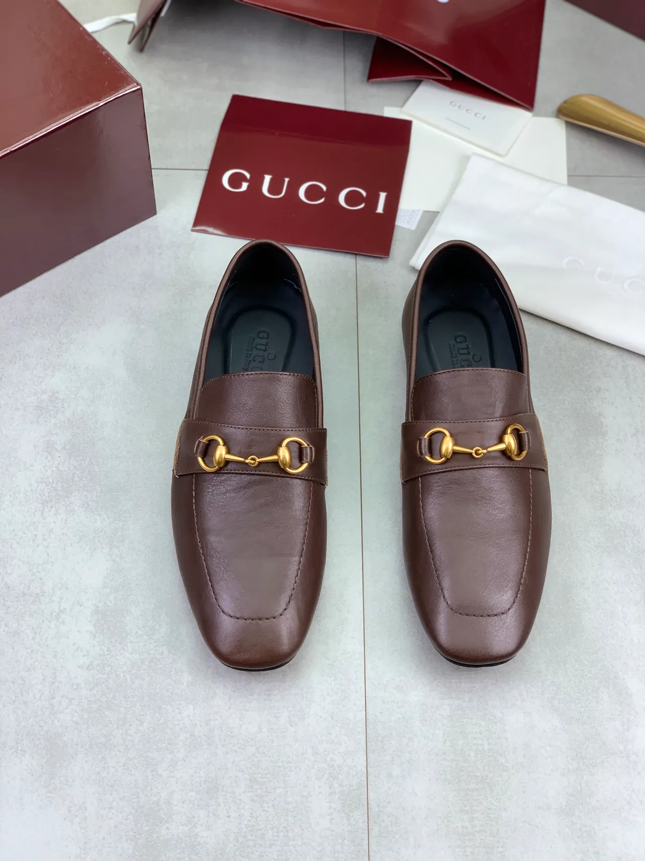 Gucci Horsebit 1955 Mocassins de couro marrom com Horsebit 5