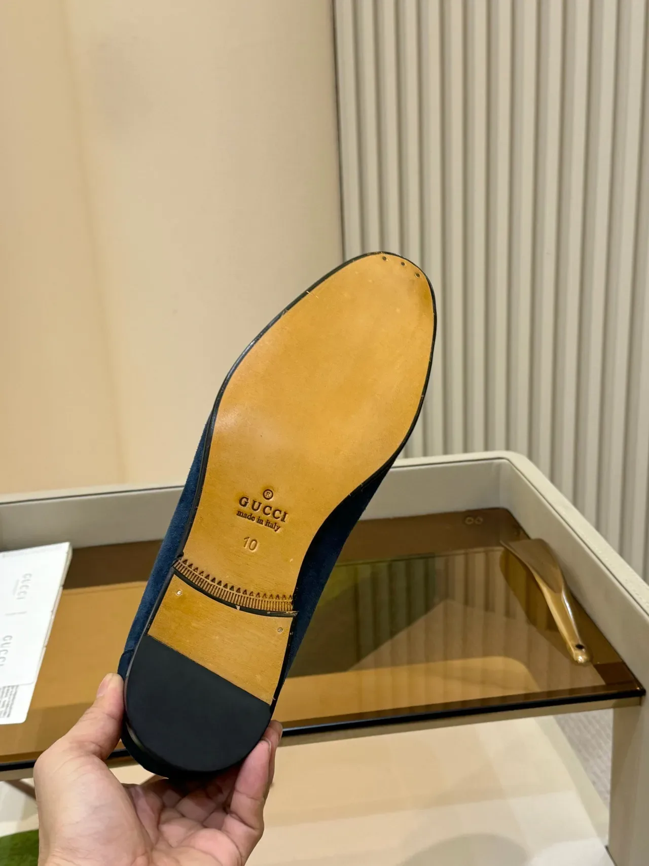 Gucci Horsebit 1955 नेवी गोल्ड सुड हार्डवेयर लोअफर 2