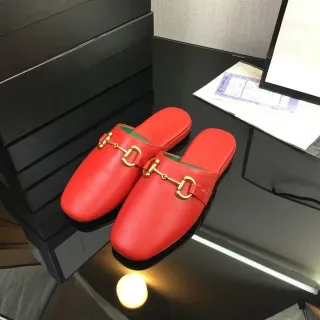 Gucci Horsebit 1955 Rojo Dorado Hebilla de Cuero Zapatos Casuales