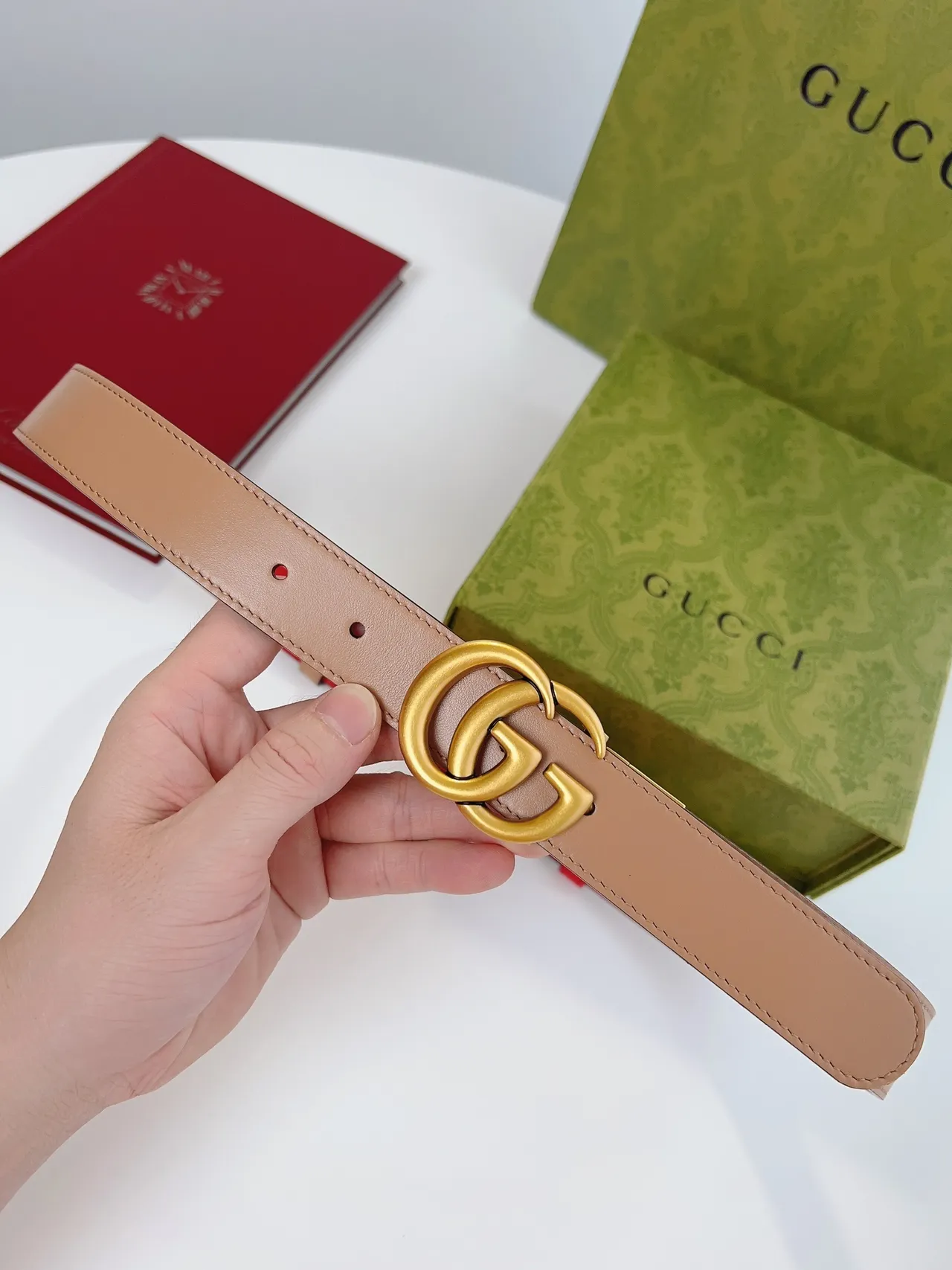 Gucci Horsebit 1955 Reversible Red and Beige Leather Belt 9