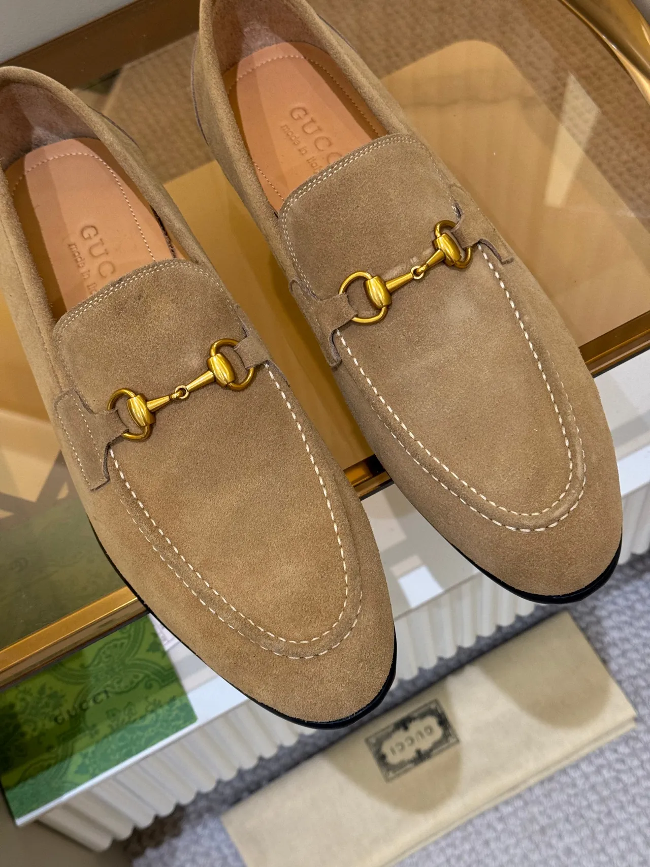 Gucci Horsebit 1955 Mocassins de camurça cor bege 4