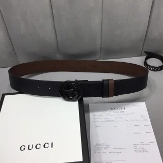 Gucci Interlocking G Belt Black and Brown Leather Belt