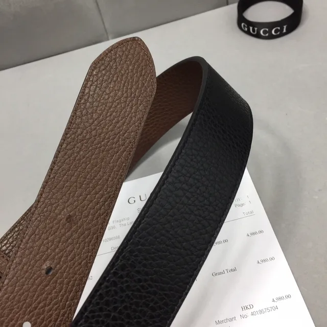 Gucci Interlocking G Belt Ceinture en cuir noir et marron 7