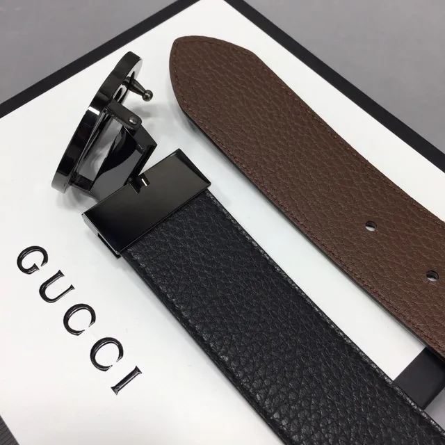 Gucci Interlocking G Belt Ceinture en cuir noir et marron 8