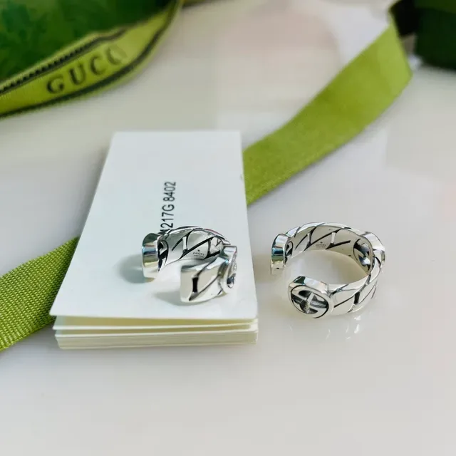 Gucci Interlocking G Chain-Link Silver-Tone Ring 5