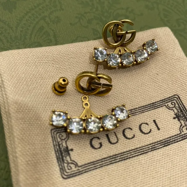 Gucci Interlocking G Gold-Tone Beaded Stud Earrings 4