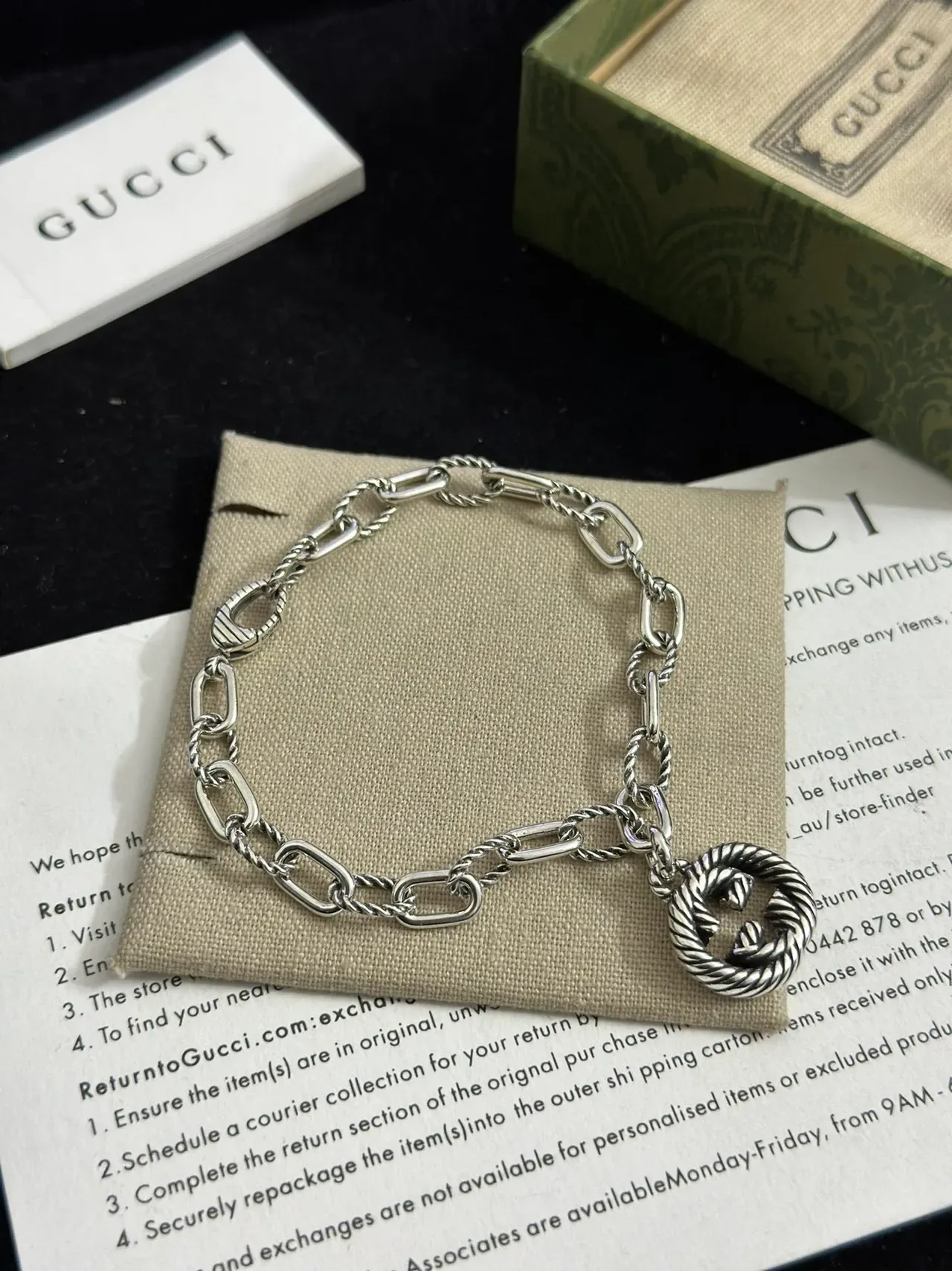 Gucci Interlocking G Twisted Rope-Link Silver Bracelet 3