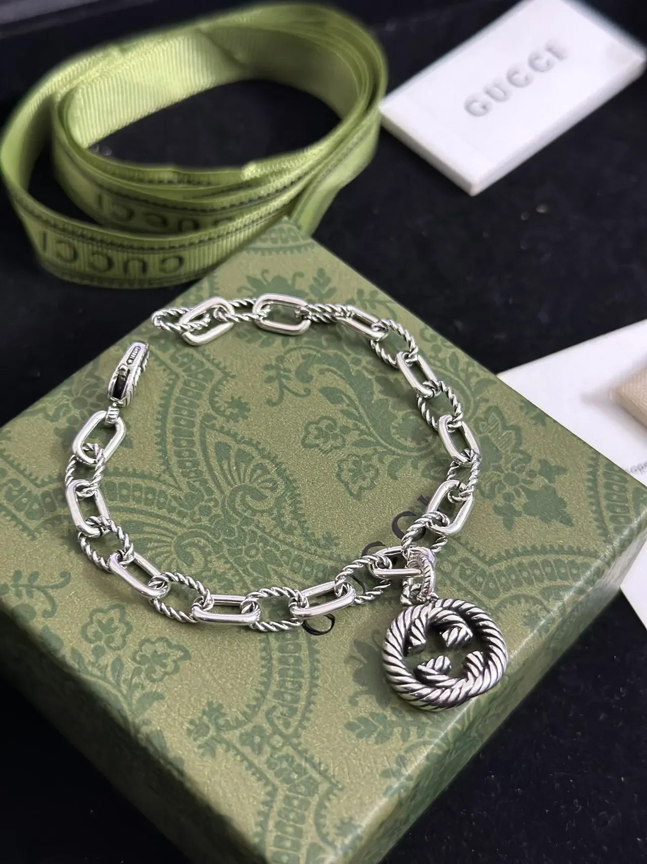 Gucci Interlocking G Twisted Rope-Link Silver Bracelet 7