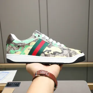Gucci Camuflaje Verde Multicolor GG Monograma Rayas Web Superior Zapatillas Lifestyle