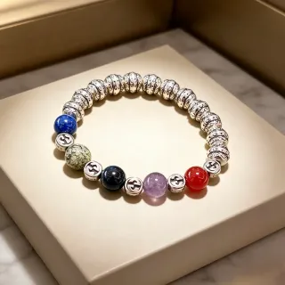 سوار Gucci خرز متعدد الألوان فضي مرن