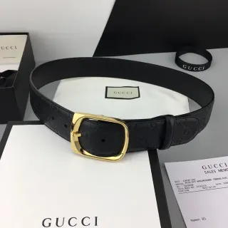 Gucci Ophidia أسود ذهبي مطبوع GG Monogram حزام جلدي مشبك مستطيل